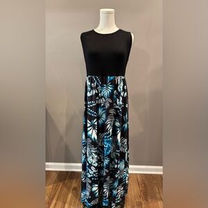 NWT! Black and Blue Tropical Print Tank Dress